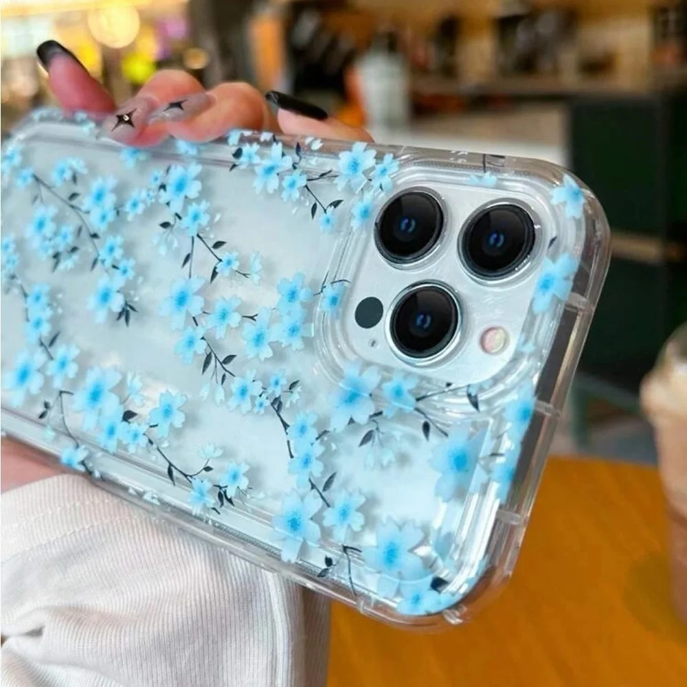 ⚠️Clearance iPhone 15/Pro/Pro Max Blue Floral Phone Case - Picture 3 of 4